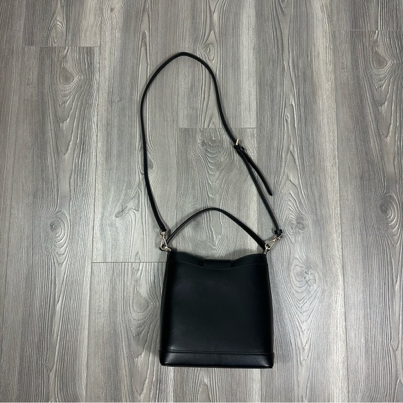 Kate Spade Black Reegan Leather Bucket Bag Gold Hardware Crossbody Purse - Picture 3 of 5